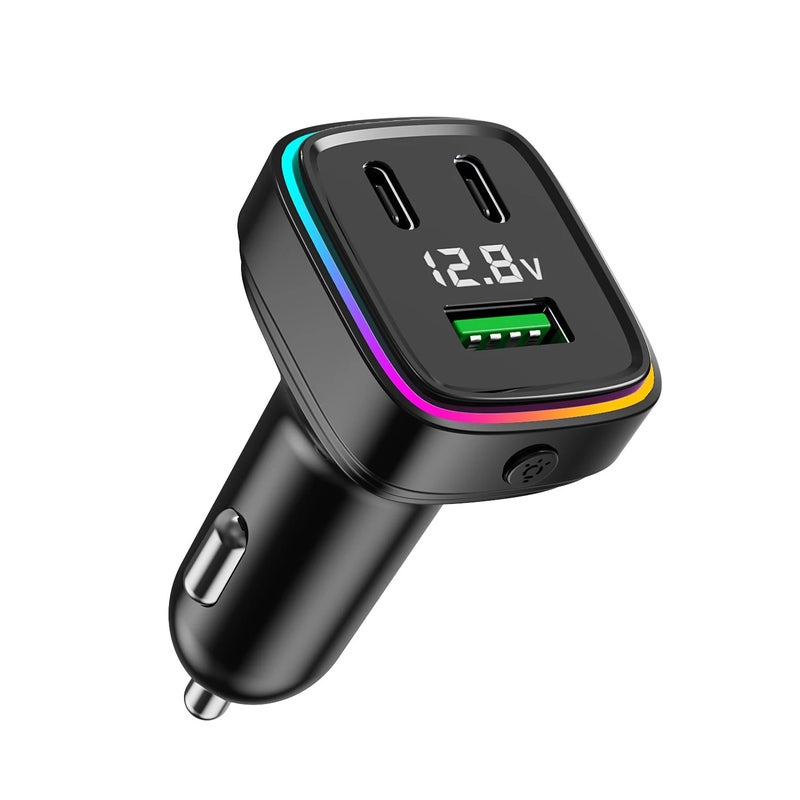 Bluejw 115W 6-Port USB Car Charger Adapter - 12-24V Fast QC 3.0 PD Cigarette Lighter Splitter, USB-C Socket Automobile Charger for Phones, Tablets & More - Image 1